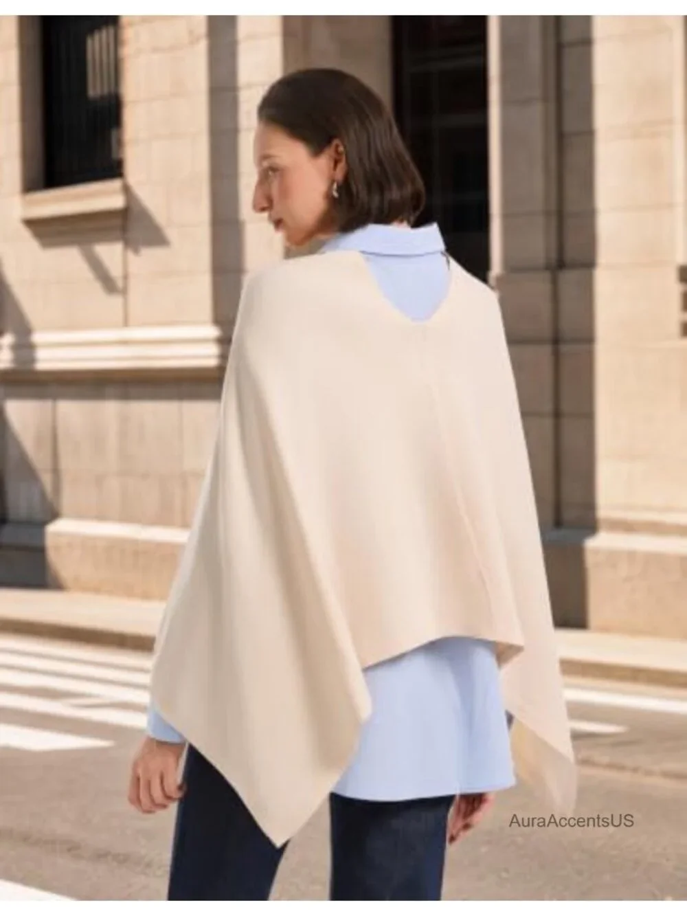 Women's Poncho Sweater Versatile Shawl Wrap Travel Pullover Viscose Blend